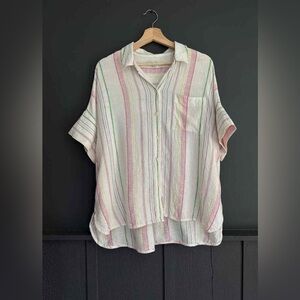 Madewell Linen Blend Daily Shirt in Rainbow Stripe Size Small